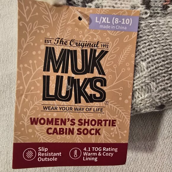 Muk Luks L / XL NEW Shortie Cabin Slipper Chenille Plush Lined Cabin Women Socks - Picture 2 of 7